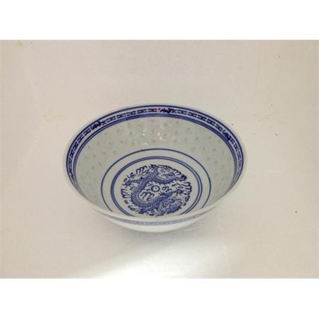 Chinese Blue & White Rice Grain Pattern Bowl 7