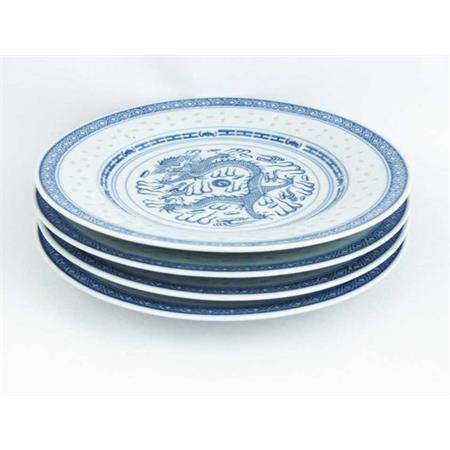 Chinese Blue & White Rice Grain Pattern Plate 10