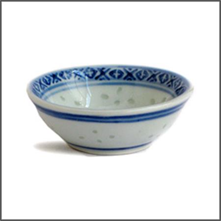 Chinese Blue & White Rice Grain Pattern Saucer 2.75