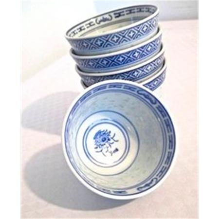Chinese Blue & White Rice Grain Pattern Teacup