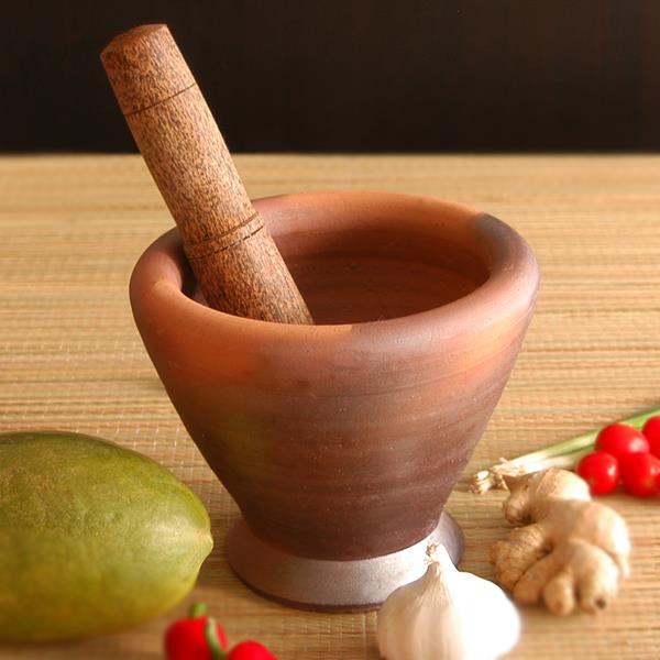 Lao Style Clay Mortar & Pestle 9" from Buy Asian Food 4U