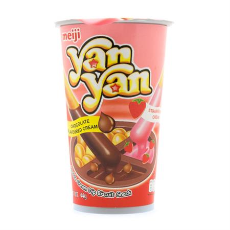 Meiji Yan Yan Biscuit Stick Double Cream Chocolate Strawberry 44g