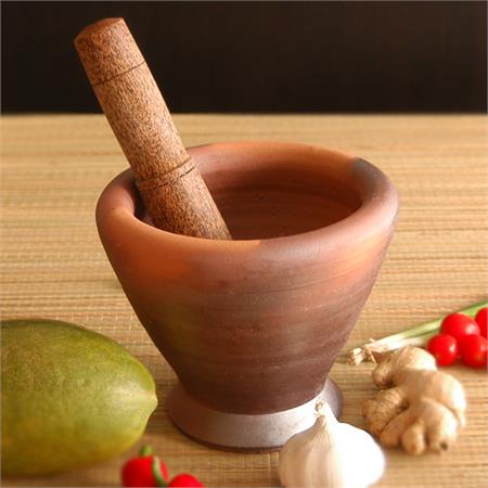 Mortar & Pestle Lao Style Clay 9