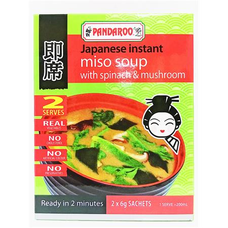 Pandaroo Instant Miso Soup with Spinach & Mushroom 12g